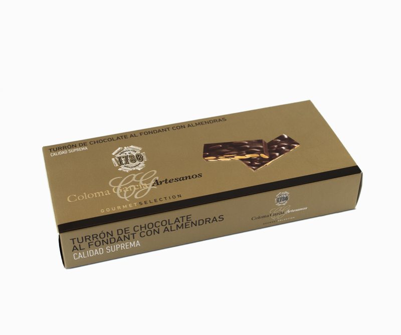 Estuche de Turrón de Chocolate al Fondant con Almendras